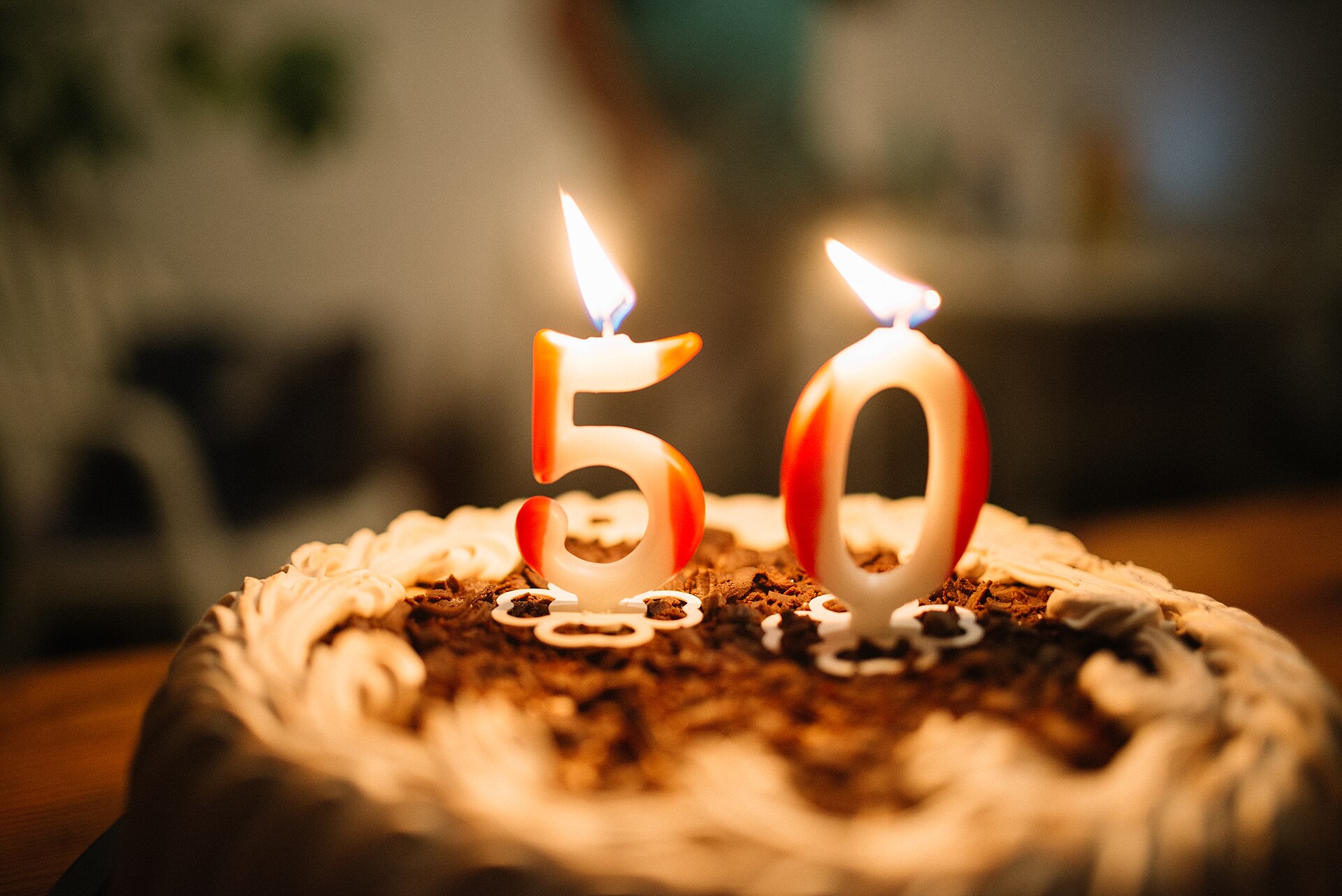Anniversary cake with candles